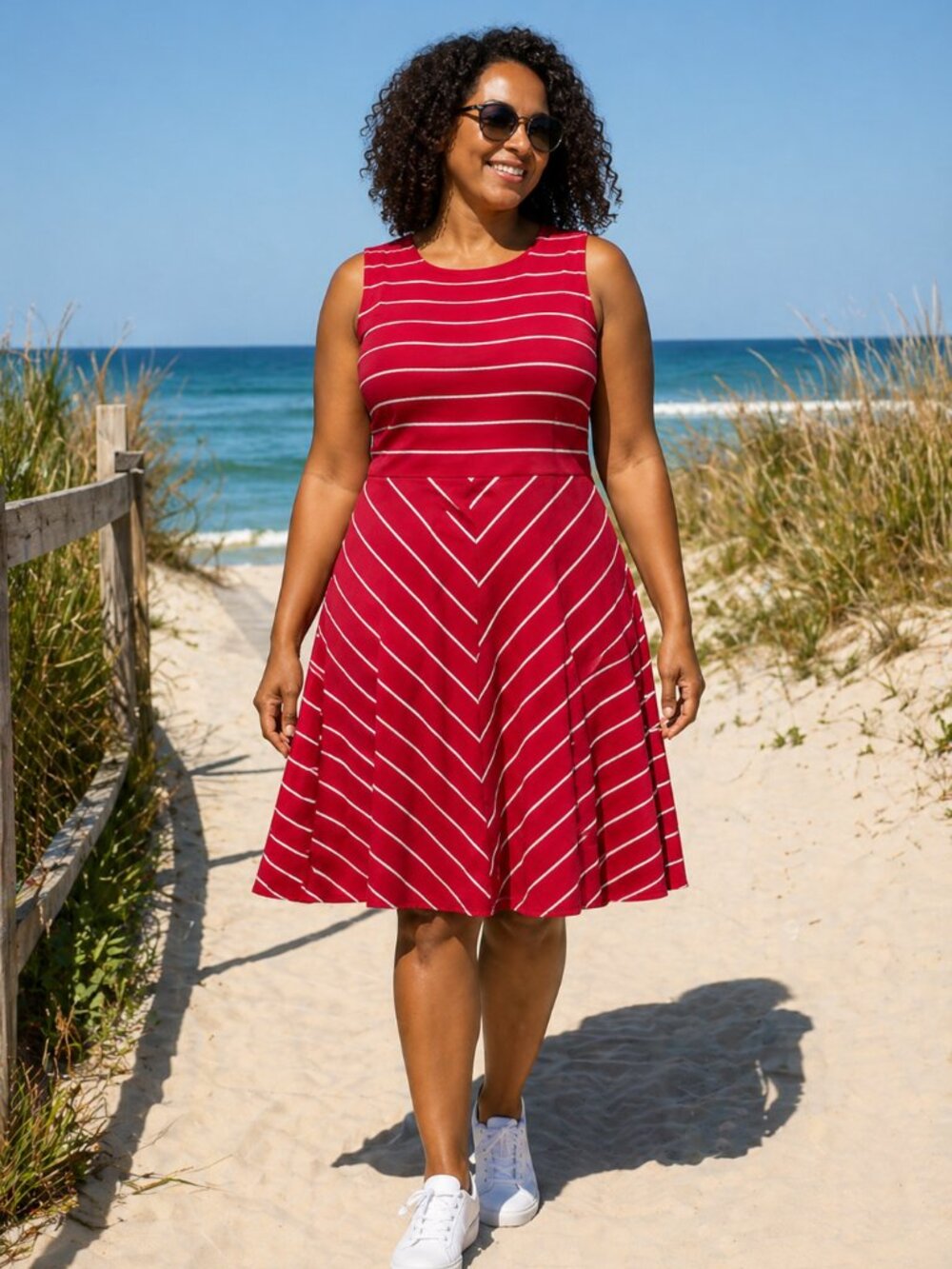 Charter Club Striped Jersey Dress Red White